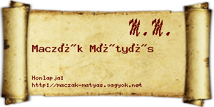 Maczák Mátyás névjegykártya
